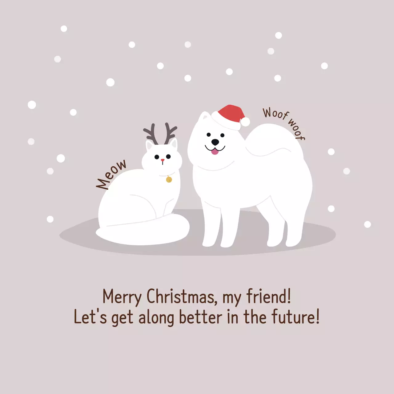 Label Natal yang lucu dengan ilustrasi krem