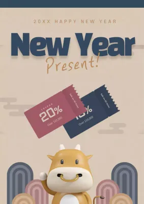 Beige Traditional New Year Promotion Poster