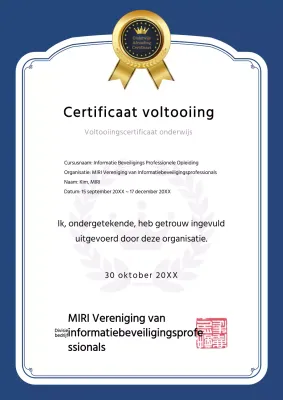 Keurig, marineblauw trainingscertificaat