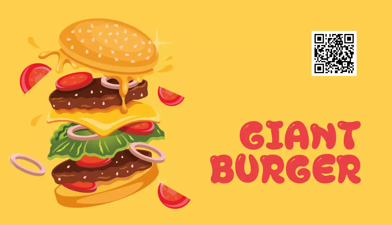 黄色 ポップ ファストフード シール 名刺