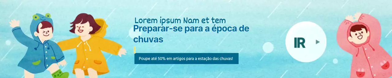 Preparação para a estação das chuvas com um conceito de ilustração giro em azul claro