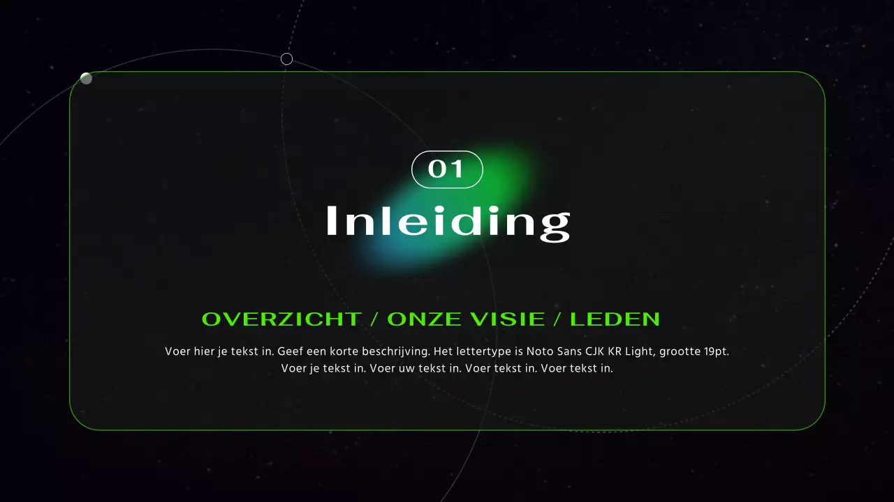 Zwart en neon cybernetische futuristische astronautenpresentatie