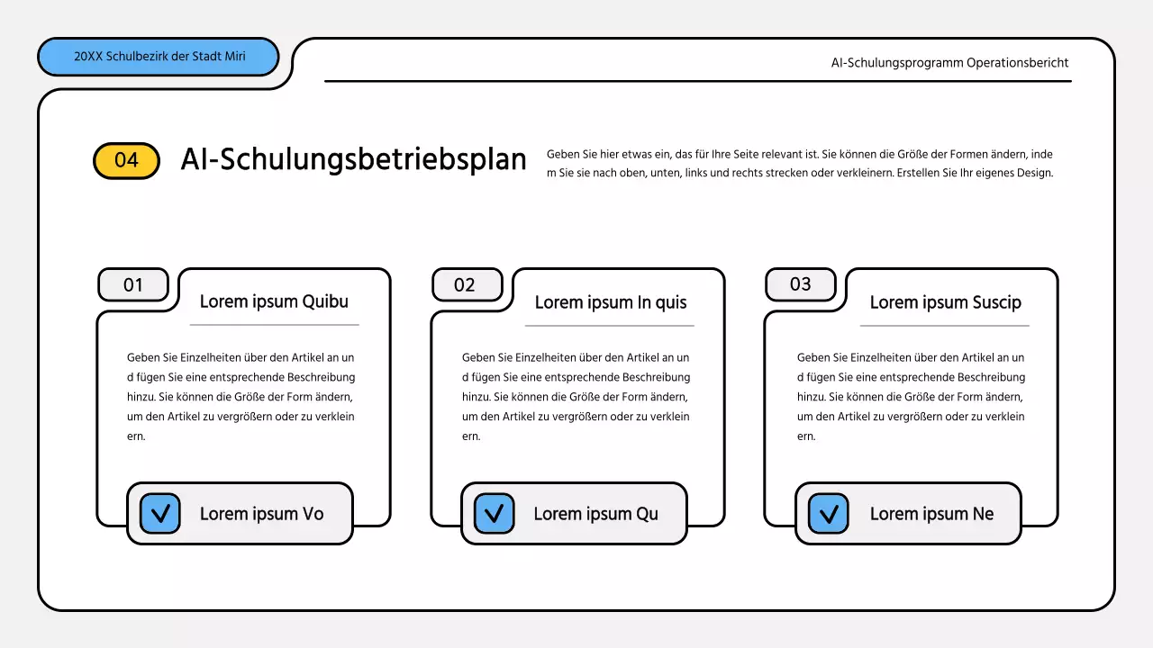 Hübsche blau-gelbe Präsentationsmappe für Ausbildungsberichte