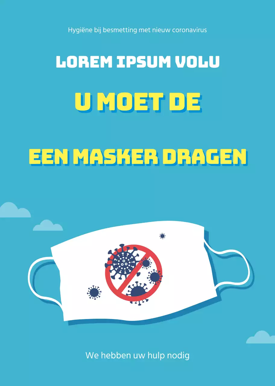 Instructies voor het dragen van een blauw geïllustreerd masker