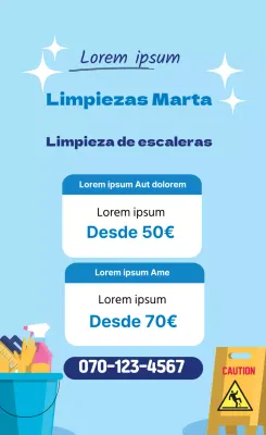 Ilustración azul para promocionar un servicio de limpieza