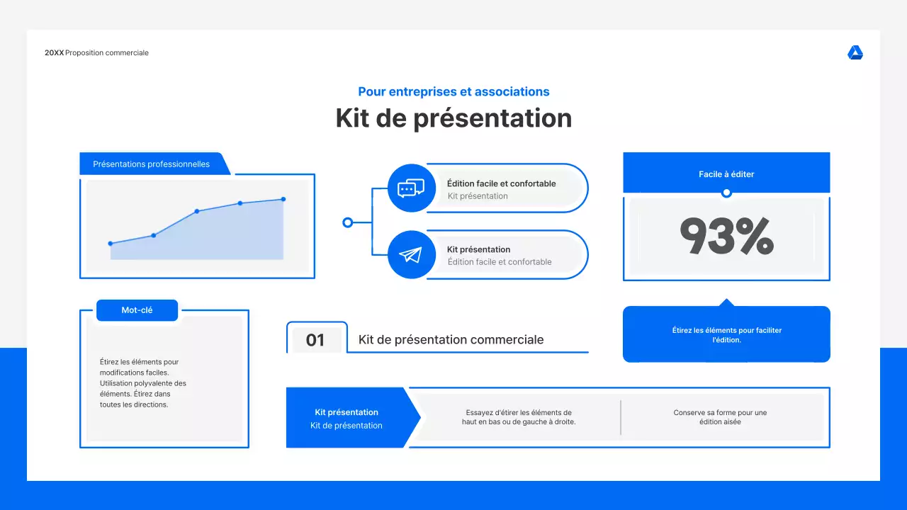 Kit de présentation de propositions commerciales propre et intuitif en bleu et gris clair