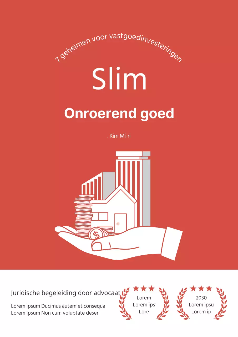 Eenvoudige boekomslag voor vastgoedbeleggingen in wit en rood