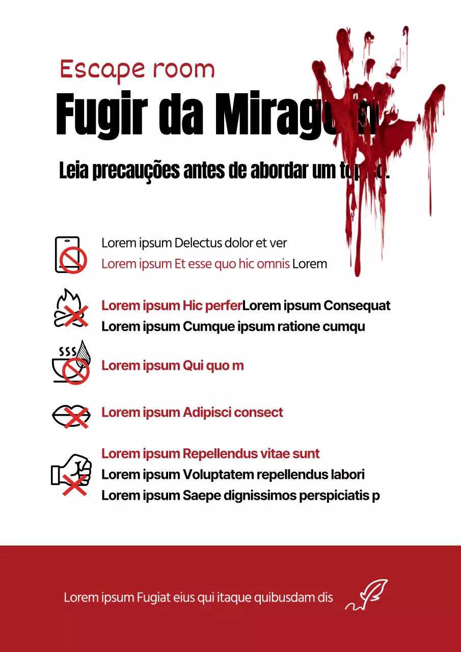 Cartaz vermelho e assustador de um jogo de fuga com conceito de terror
