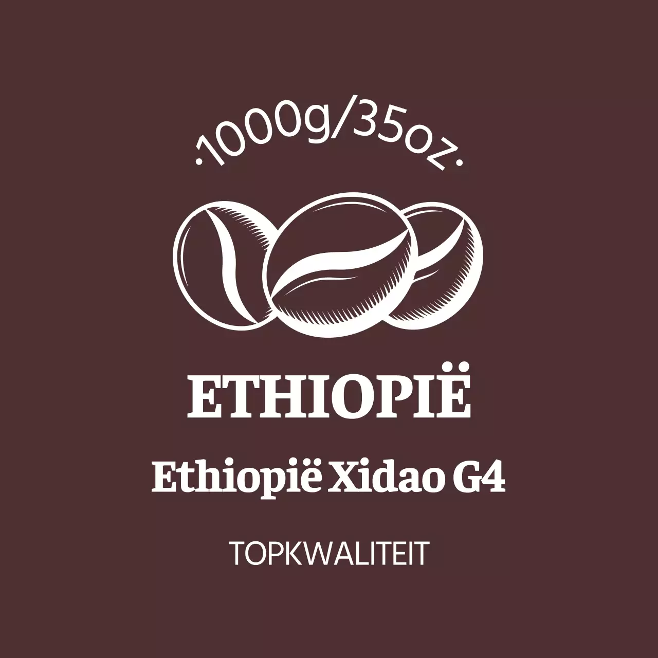 Keurig koffiebonenlabel met bruine illustratie