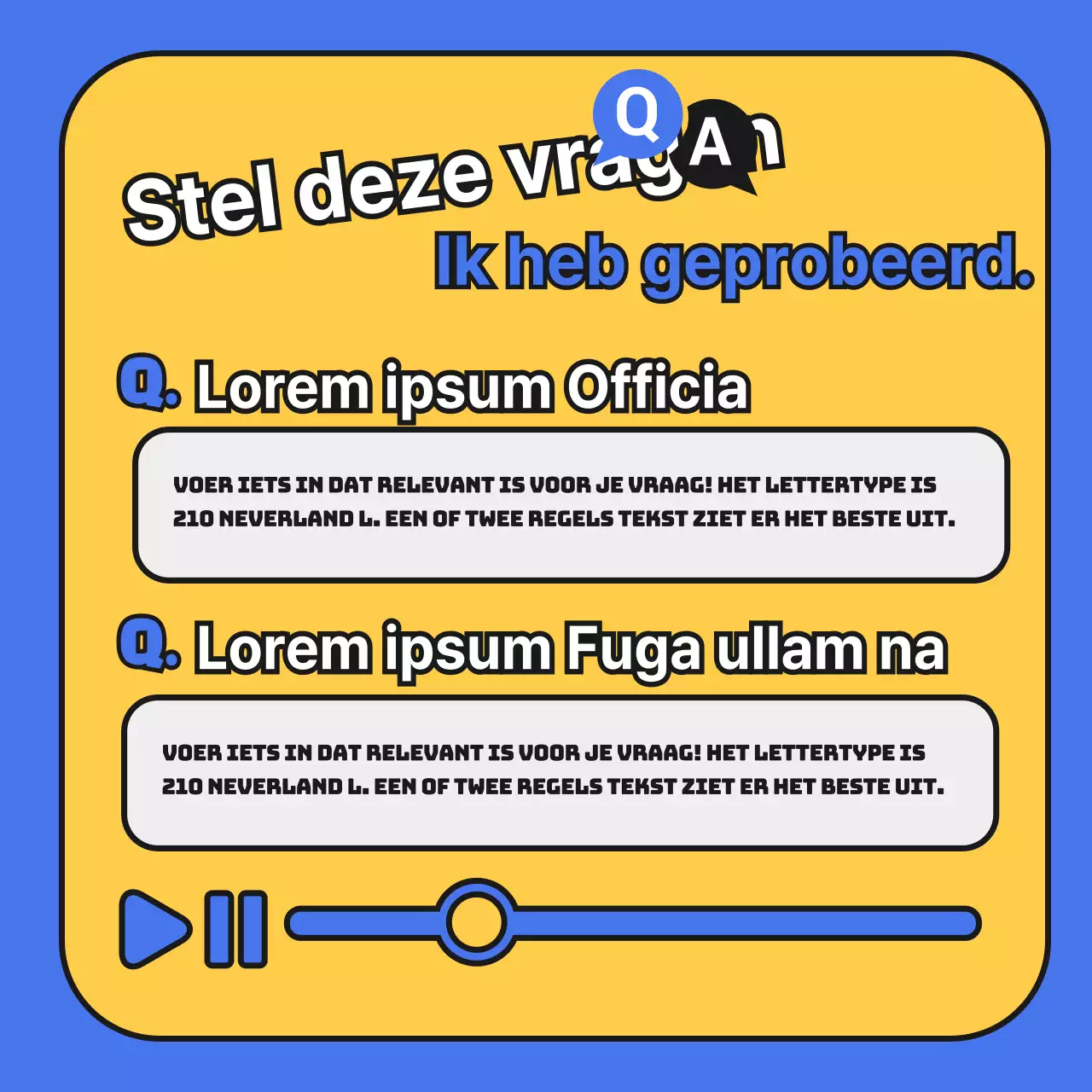 Een eenvoudige blauw met gele promotie voor een sollicitatiegesprek