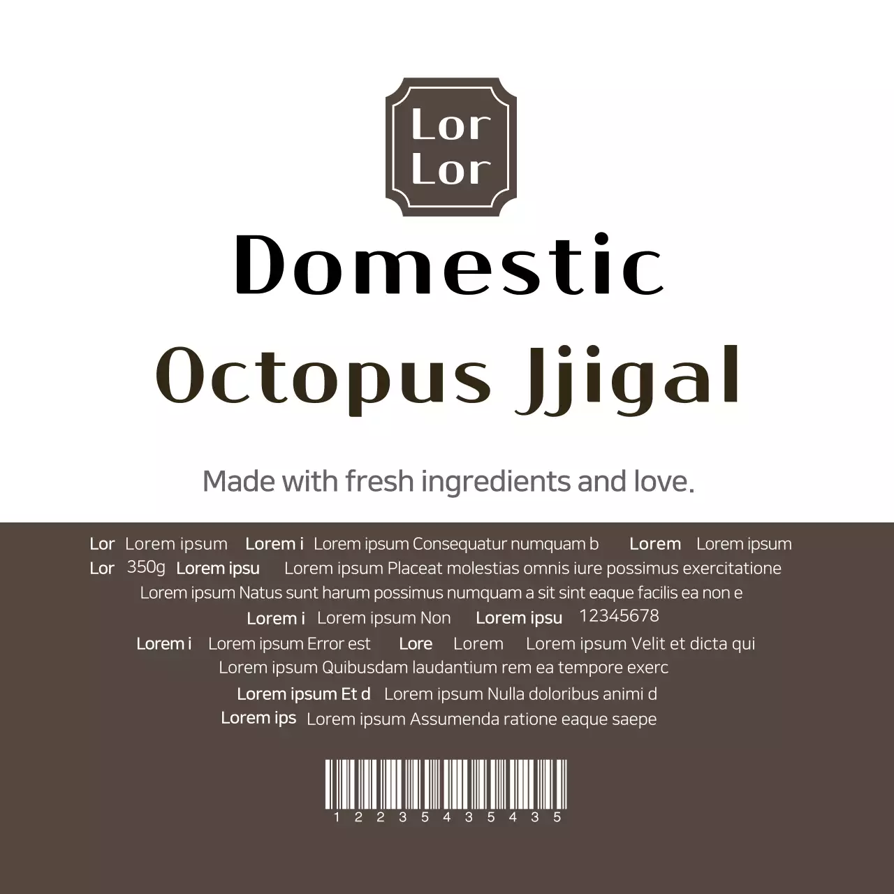 Domestic octopus sticks label