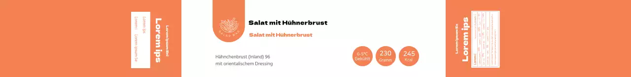 Orangefarbener sauberer Salat - Lebensmittelkennzeichnung