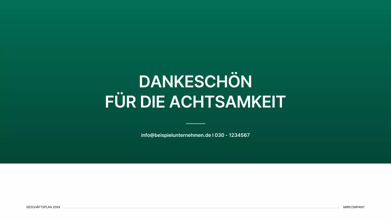 Präsentationsmappe für einen Geschäftsplan mit einem Indexkonzept in Grün mit Farbverlauf