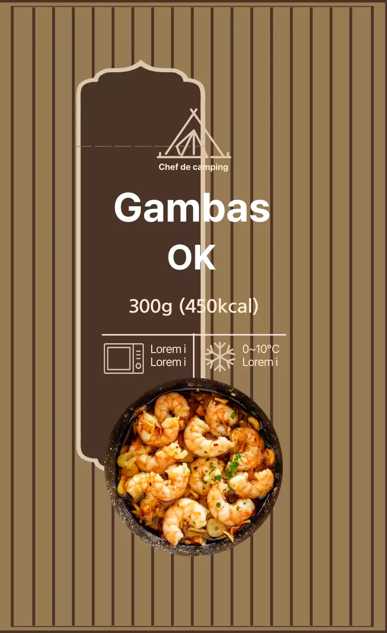 Étiquette de cuisson des gambas en ivoire marron