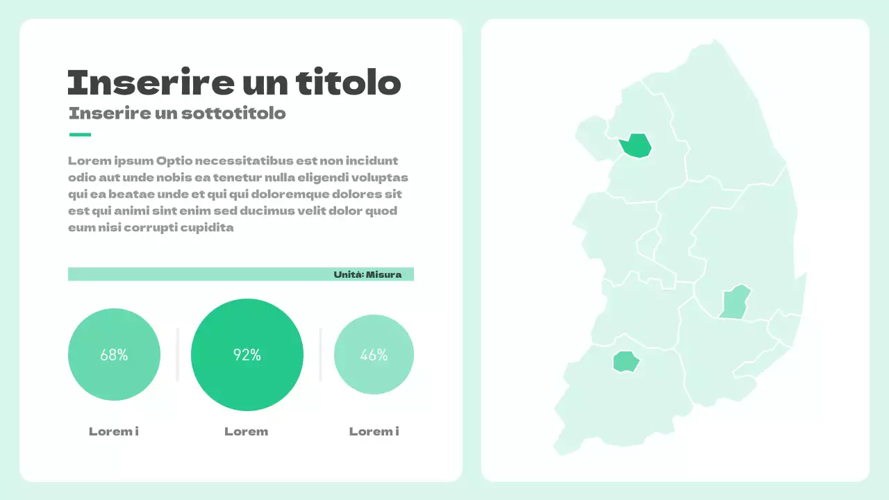 Carta geografica con concetto di layout diviso in due parti color menta