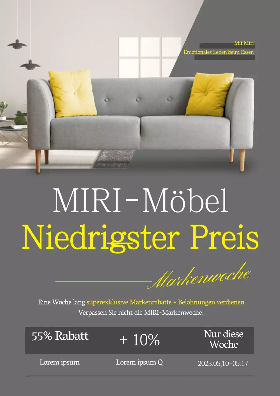 Graues und gelbes Foto unterstreicht Möbel-Event