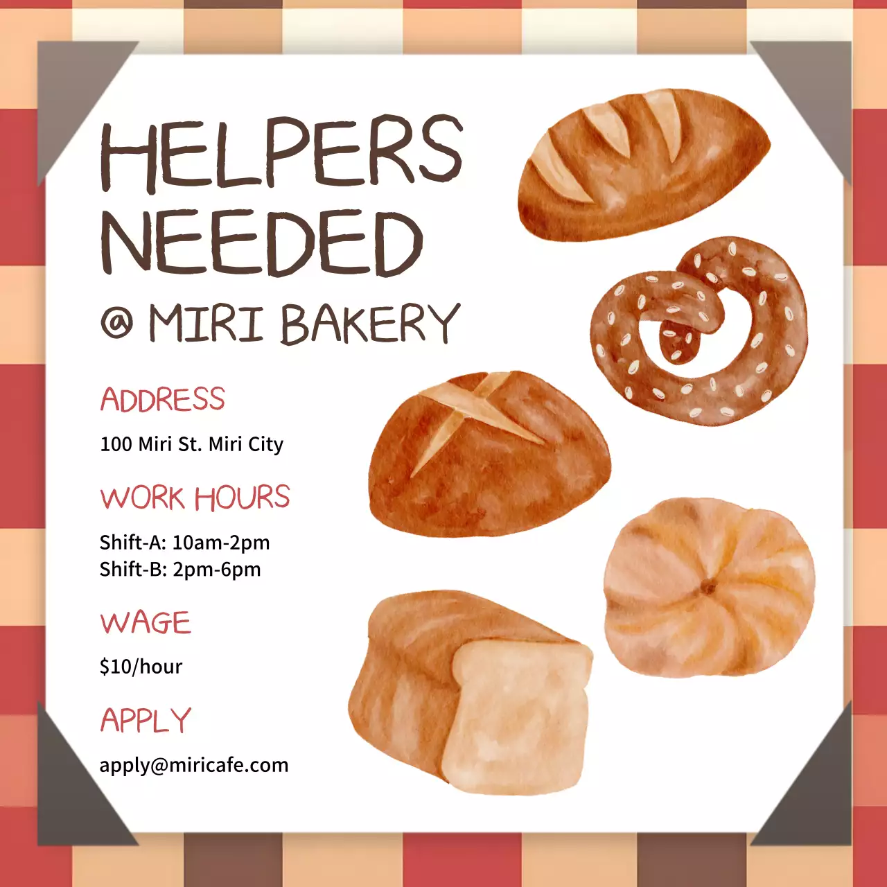 Brown Rustic Bakery Job Posting Social Media Post