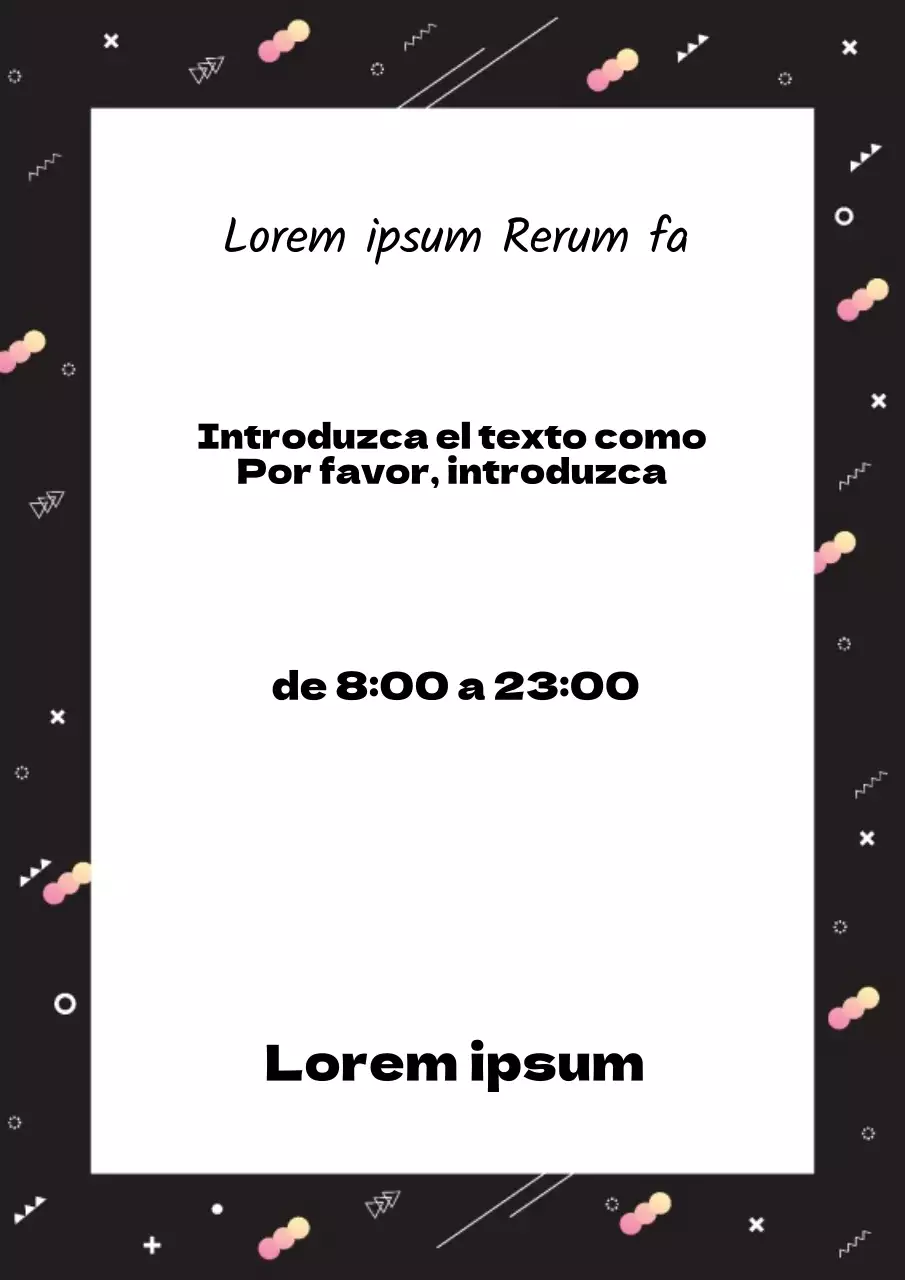 Anuncio de evento sencillo con varias formas en negro