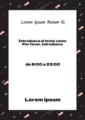 Anuncio de evento sencillo con varias formas en negro