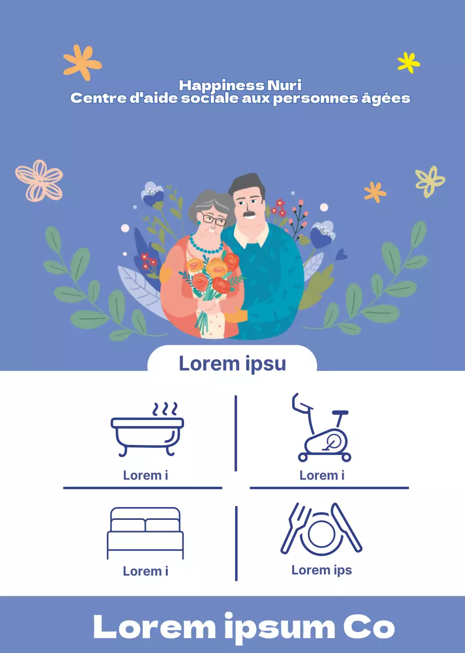 Bleu Illustration chaude d'un centre d'aide sociale