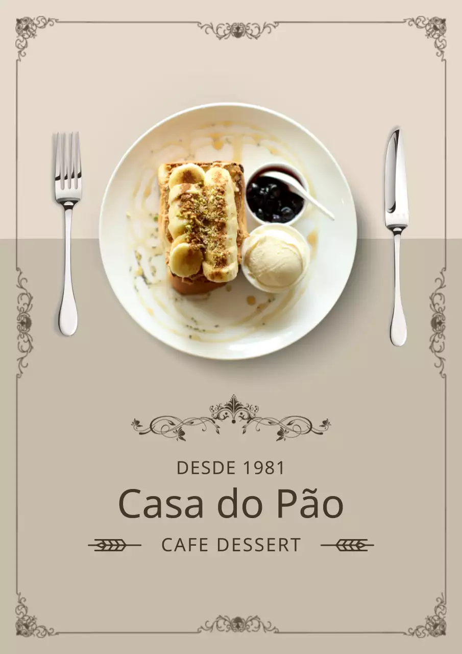 Um anúncio clássico de padaria com um fundo bege