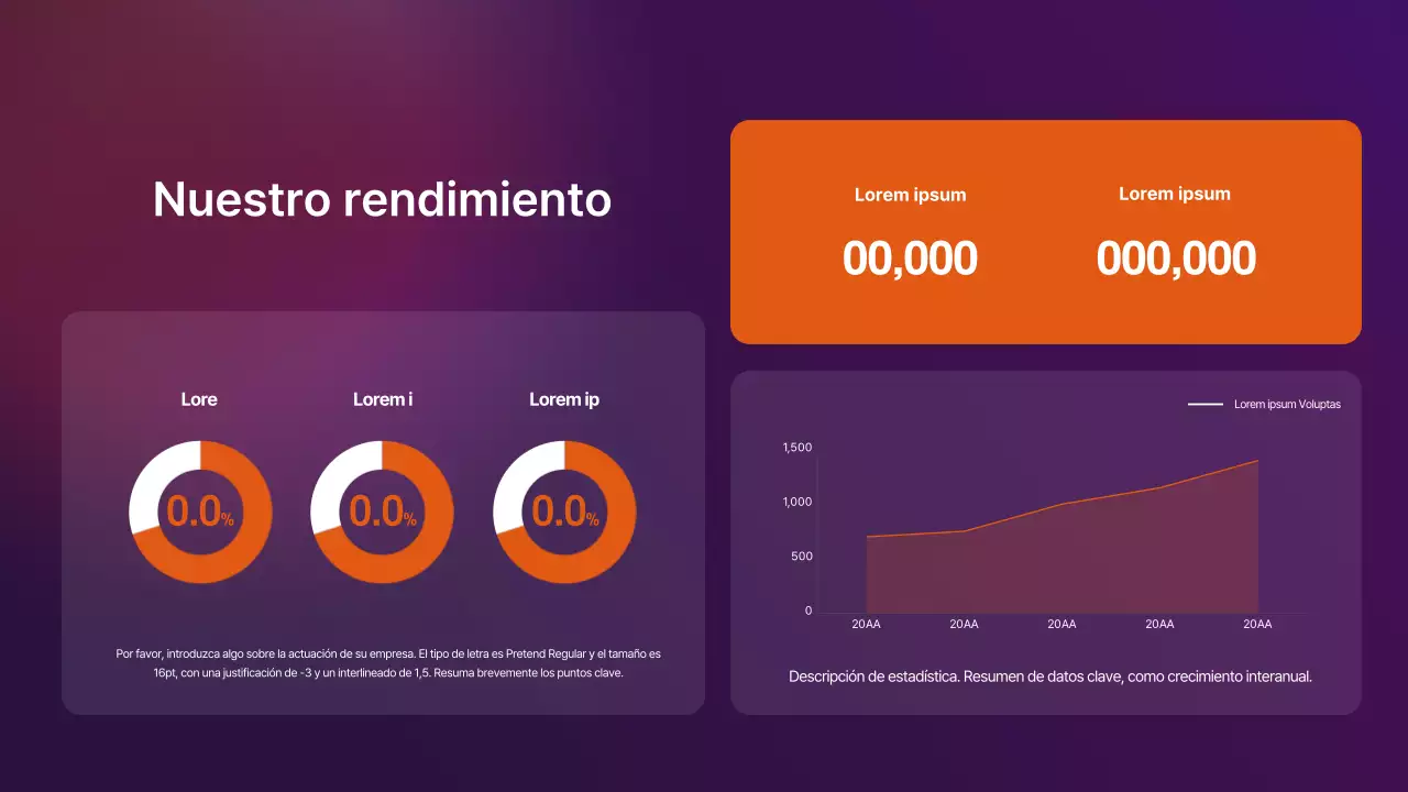 Perfil de empresa en degradado morado y naranja