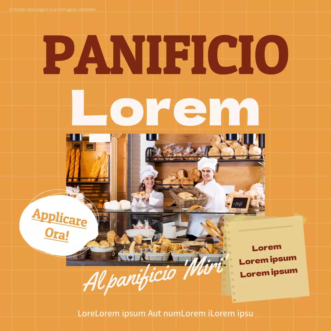 Annuncio di personale con sfondo arancione e punti di testo marroni V2