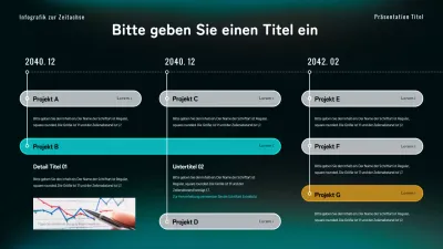 Infografik zur Zeitleiste in Schwarz- und Blautönen