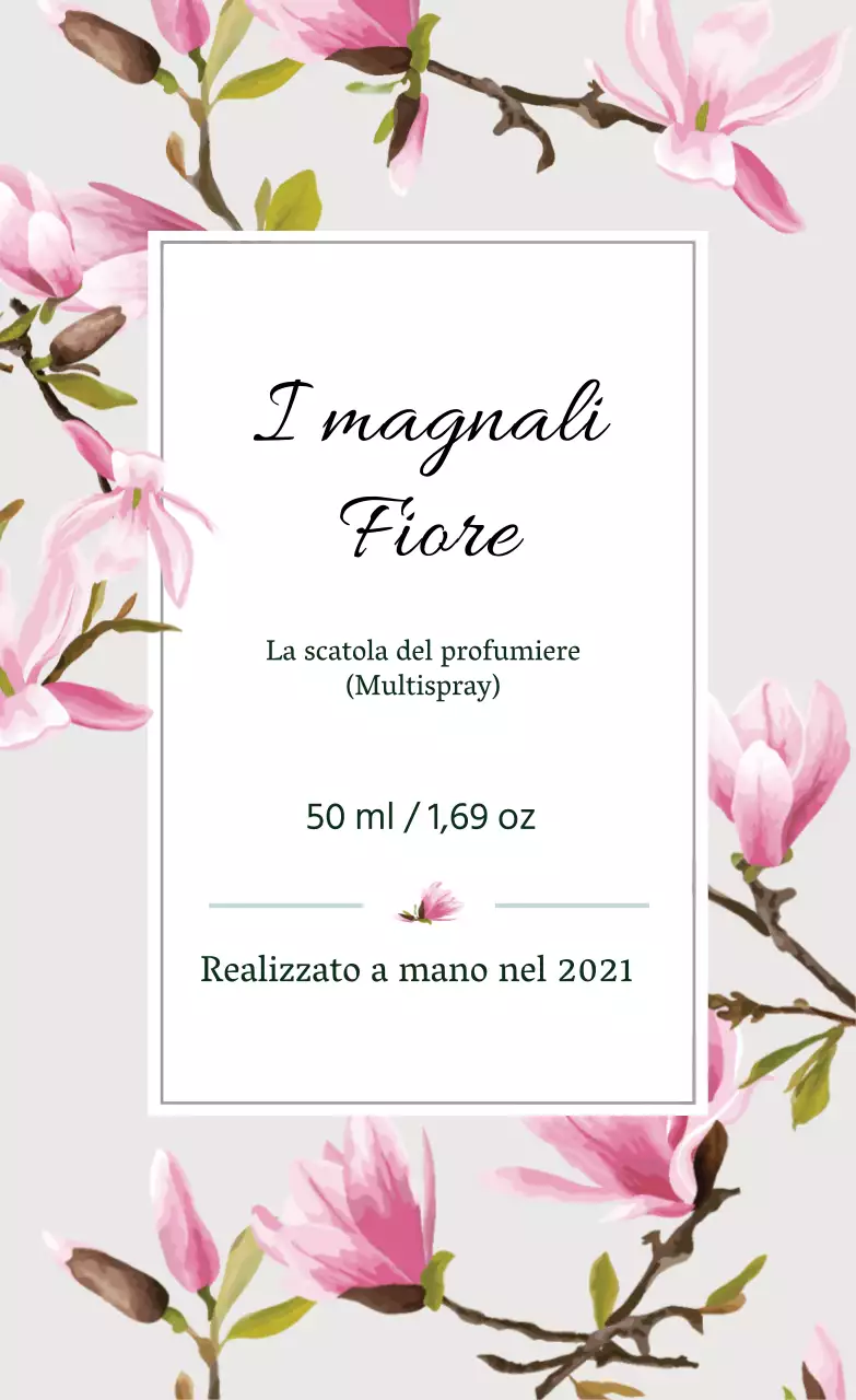 Etichetta di profumo vintage con illustrazione grigia