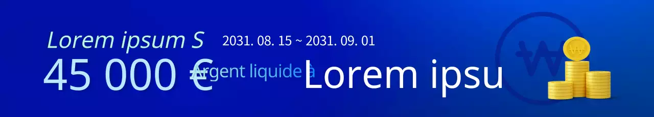 Bannière web horizontale dégradée en bleu et bleu clair pour les événements de stock