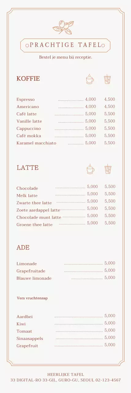 Een gids voor het menu van het café met een emotioneel kaderconcept
