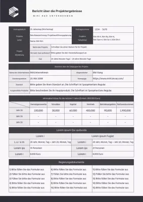 Ein einfacher Projektbericht in Schwarz und Grau