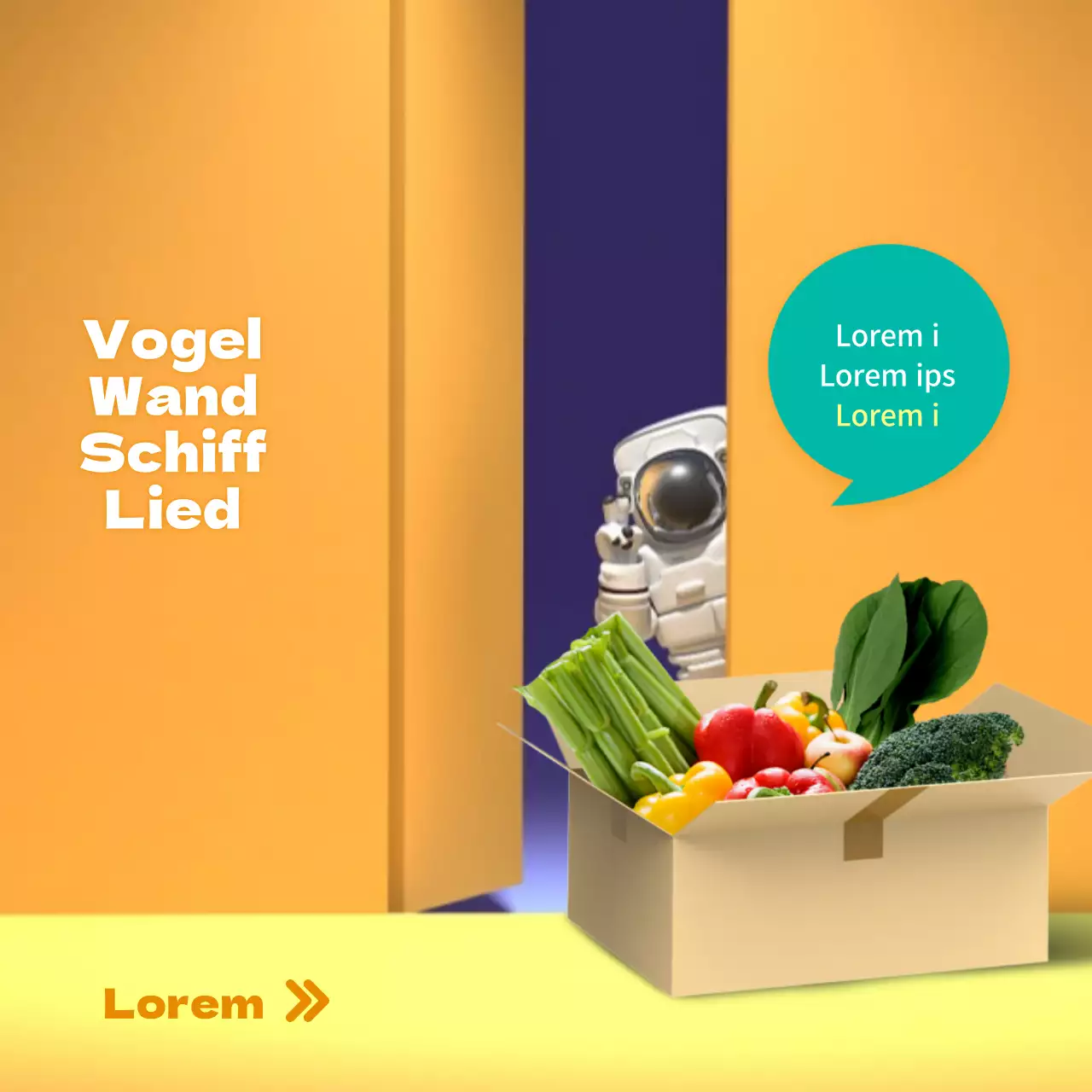 3D stereoskopische Grafik Raumfahrer Morgengrauen Lieferschein mit orangem Hintergrund