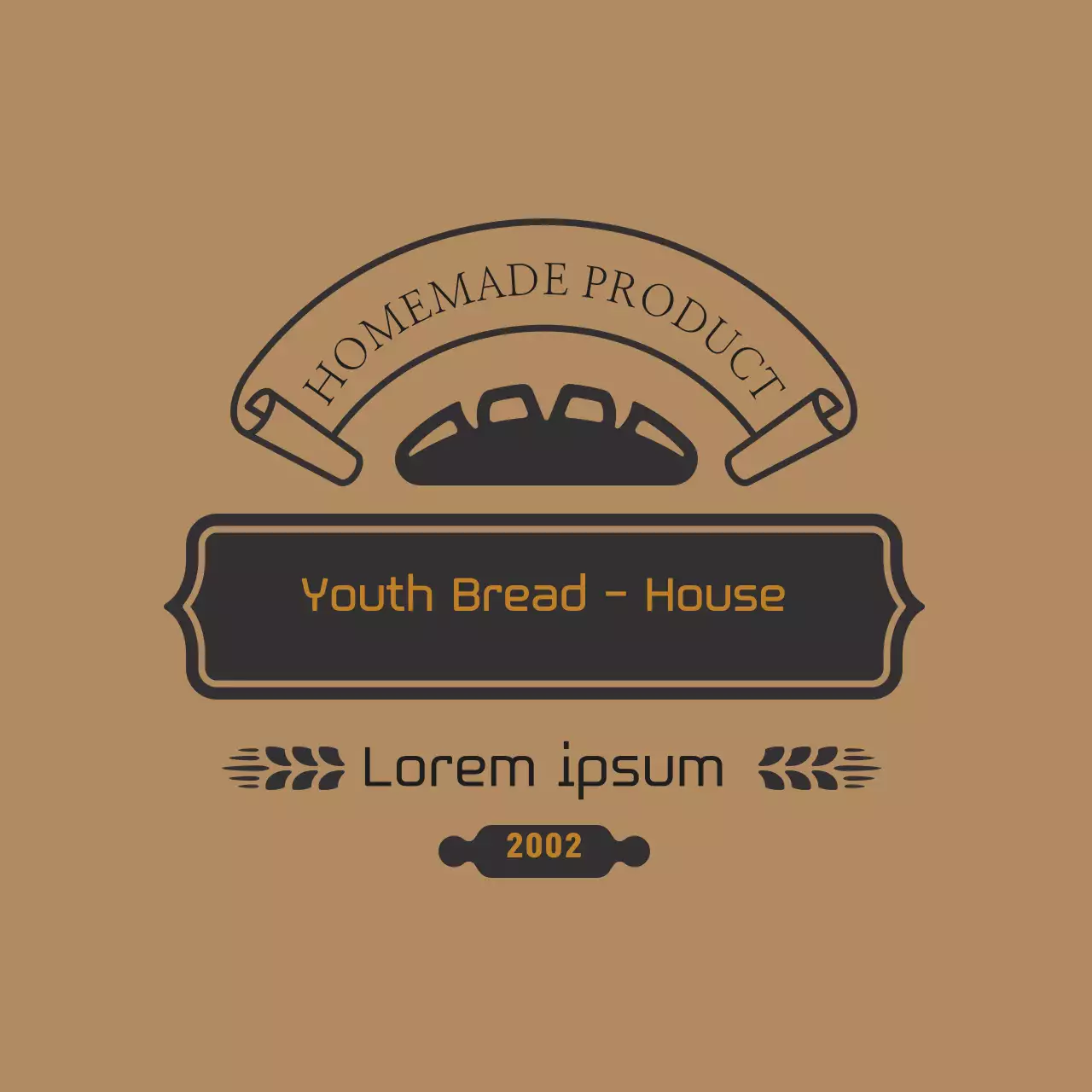 Label toko roti antik berwarna coklat