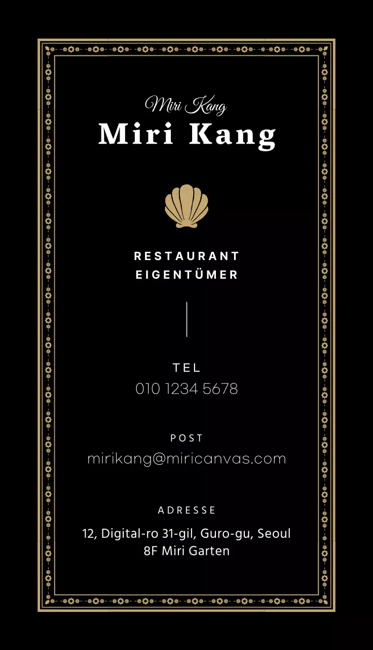 Klassisches Restaurant mit verschnörkelten Rahmen in Schwarzgold