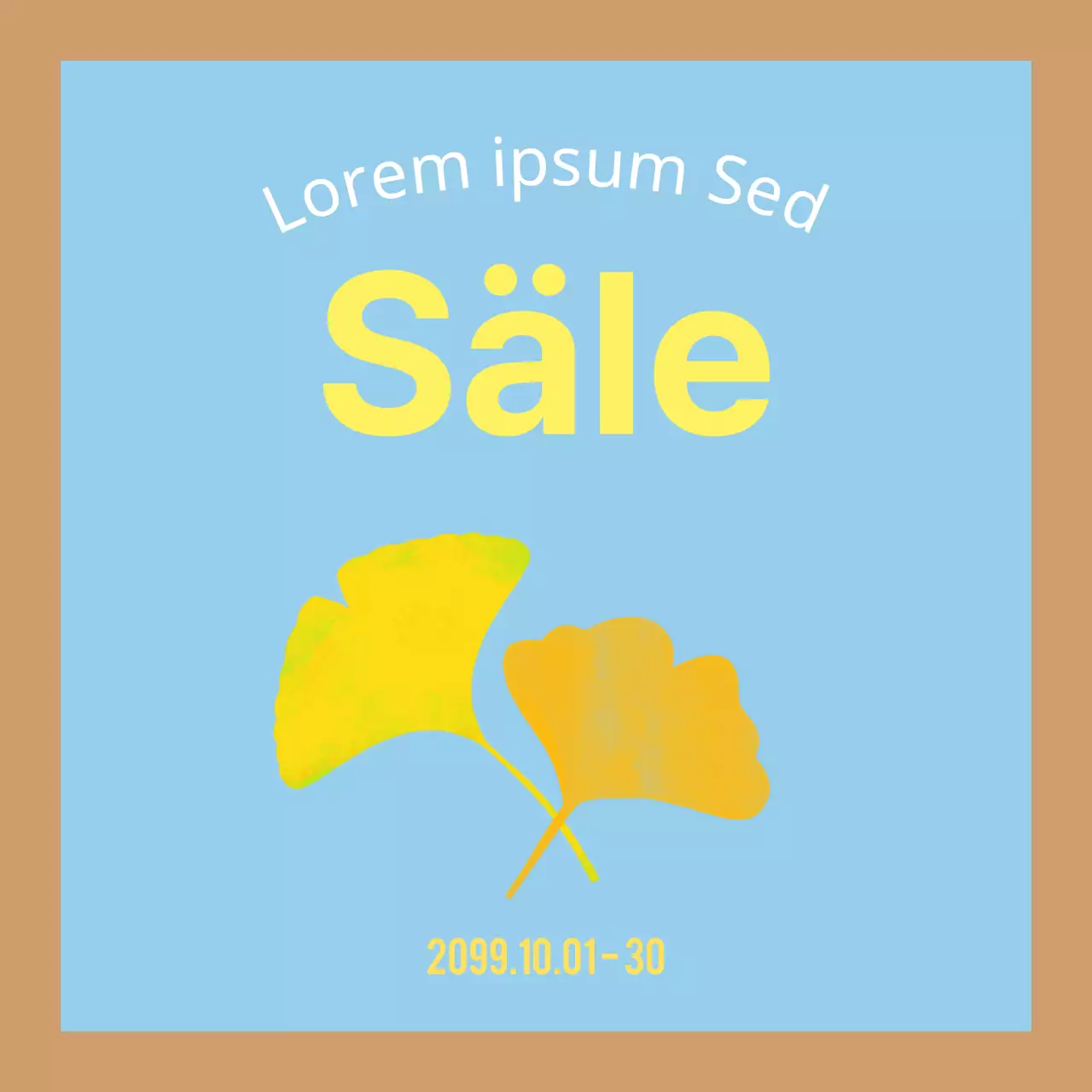 Werben Sie für Ihren Herbstverkauf mit einem minimalistischen braunen und hellblauen Hintergrund