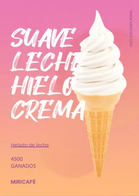 Rosa naranja degradado verano cafetería menú helado cartel promocional