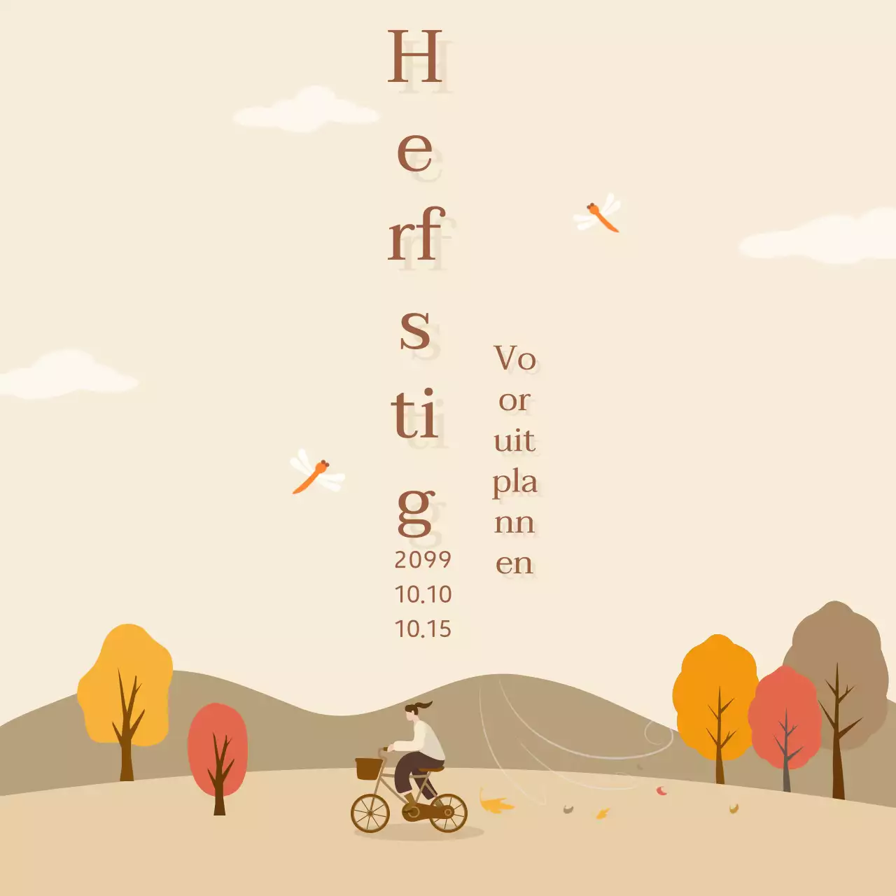 Plan een eenvoudig herfstevenement met een beige achtergrond