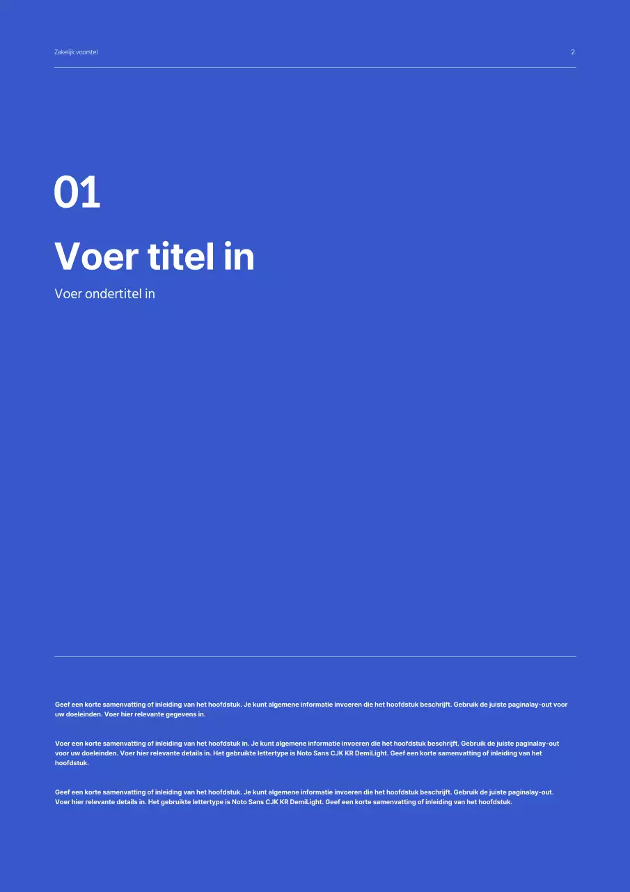 Eenvoudig concept zakelijk voorstel in blauw