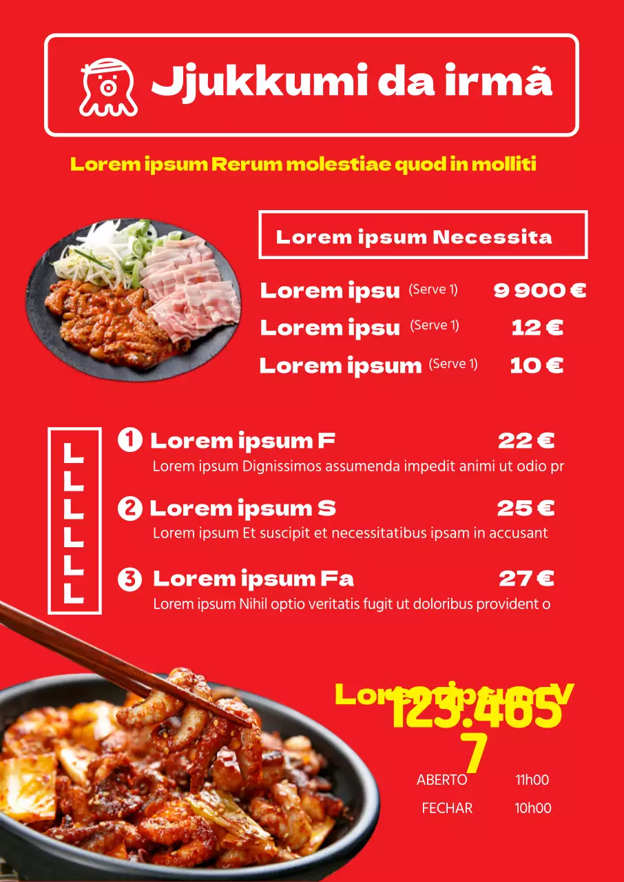 Foto do logótipo vermelhoMenu de degustação de alimentos realçado