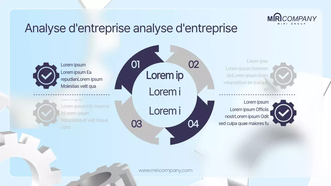 Plan d'affaires avec roues dentées en 3D dans les tons bleus