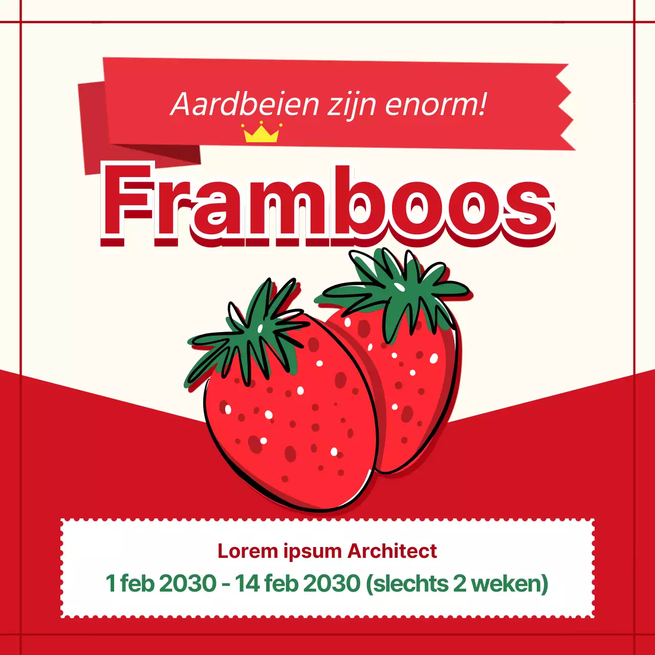 Schattige rode aardbeien in de aanbieding