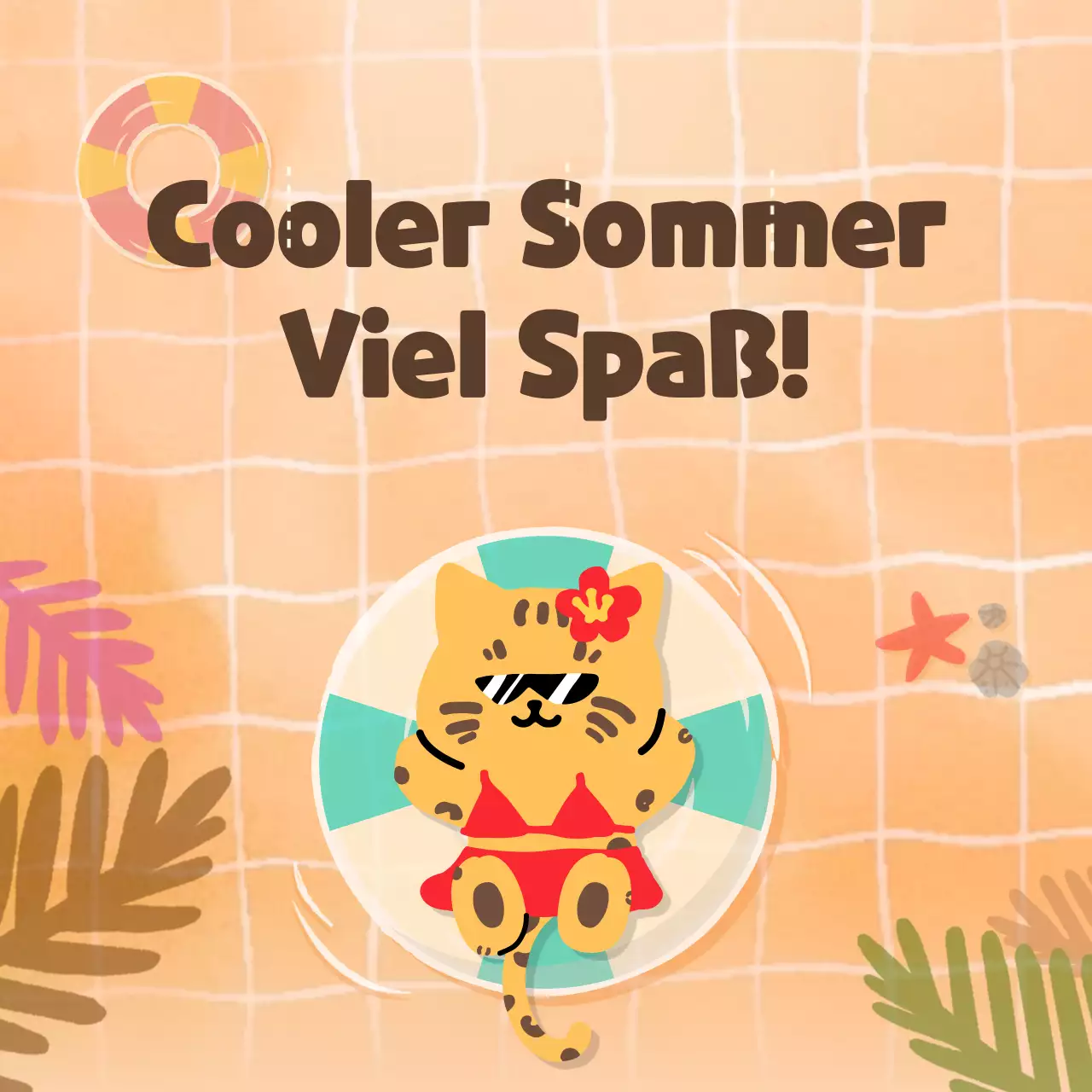 Urlaubstypischer Psychologietest mit einem niedlichen Konzept für einen blauen Pool