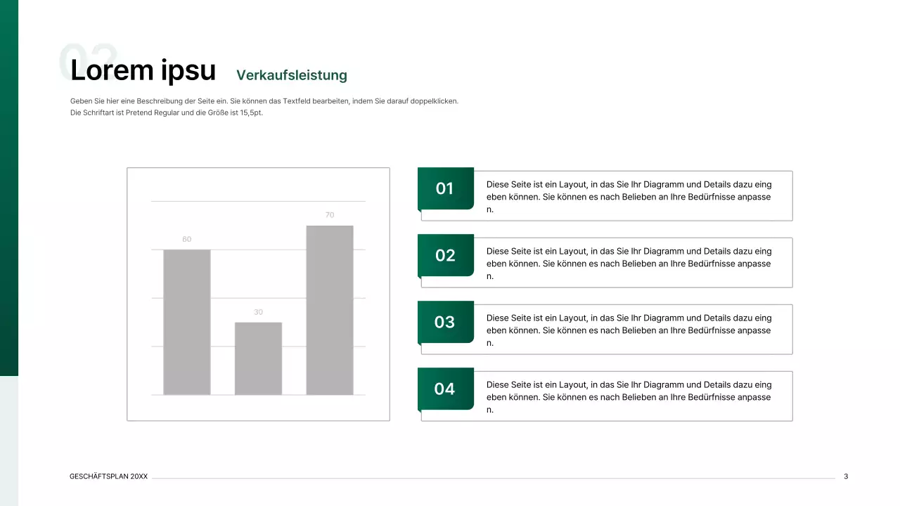 Präsentationsmappe für einen Geschäftsplan mit einem Indexkonzept in Grün mit Farbverlauf