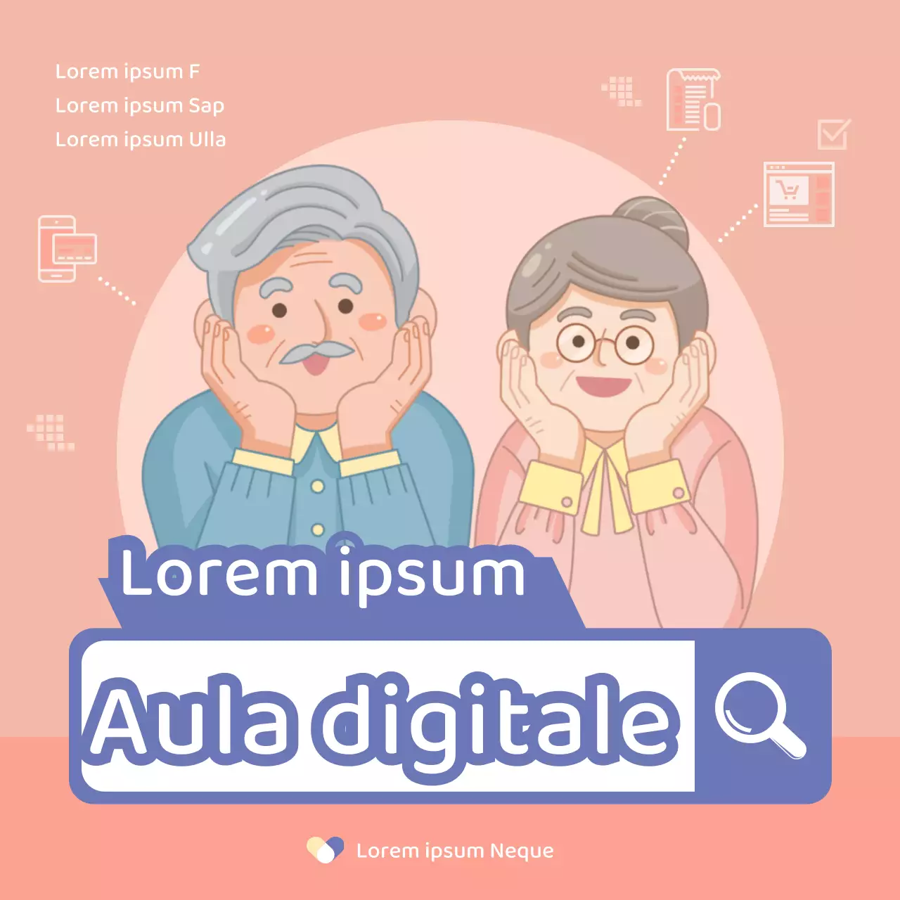 Tema dell'aula digitale senior rosa e blu