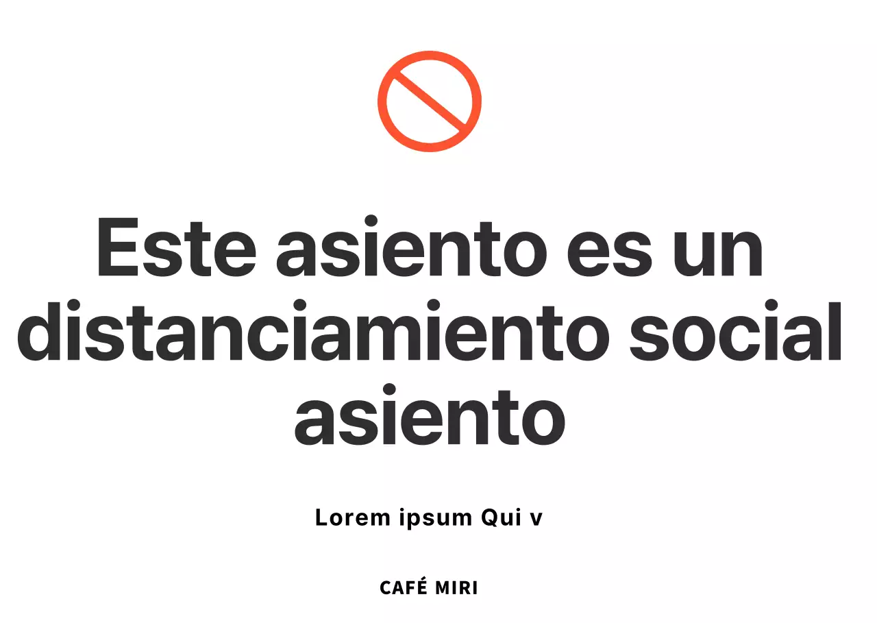 Soporte acrílico sencillo para señales de asiento de distanciamiento social