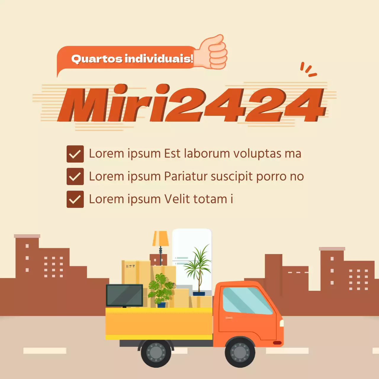 Promova a sua empresa de mudanças com uma ilustração de um camião cor de laranja