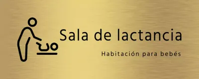 Señalización sencilla con el nombre y el icono de la habitación de los niños en negro