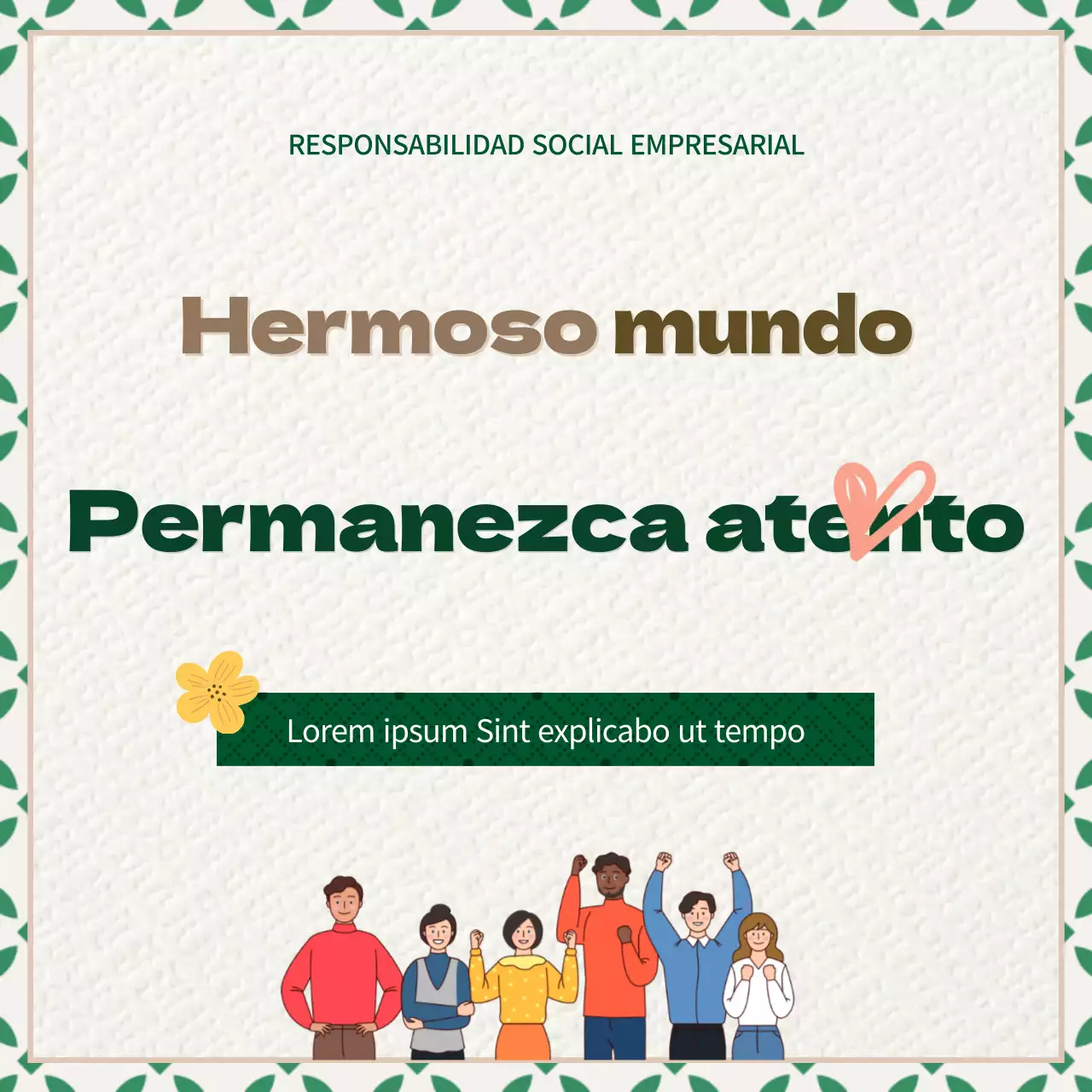 Promover la responsabilidad social de las empresas con texturas verdes y marrones