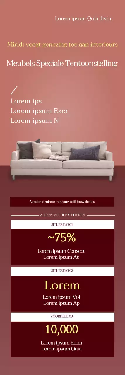 Roze foto benadrukt schoon meubilair om het evenement te promoten